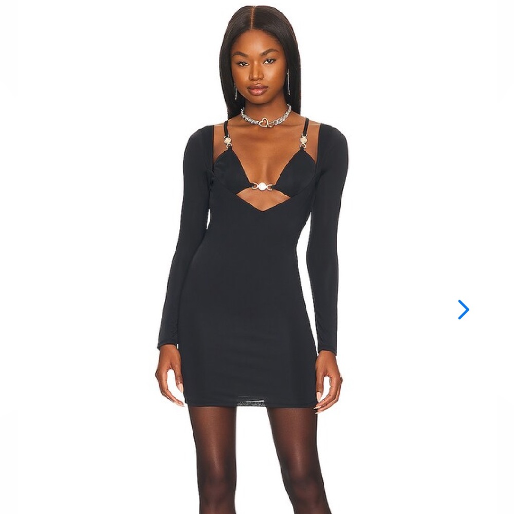 NWT $198 Revolve Lovers & Friends Beverly Mini Black Gold Dress Size Small